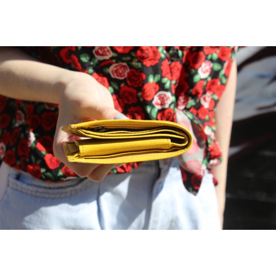 Large Tiny Wallet Yellow Leather