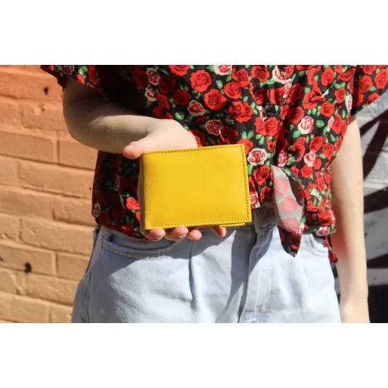 Yellow wallet multi compartment large tiny