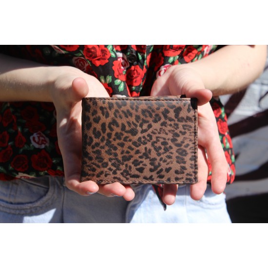 Large Tiny Leopard Print Leather Wallet