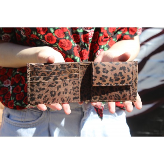 Large Tiny Leopard Print Leather Wallet