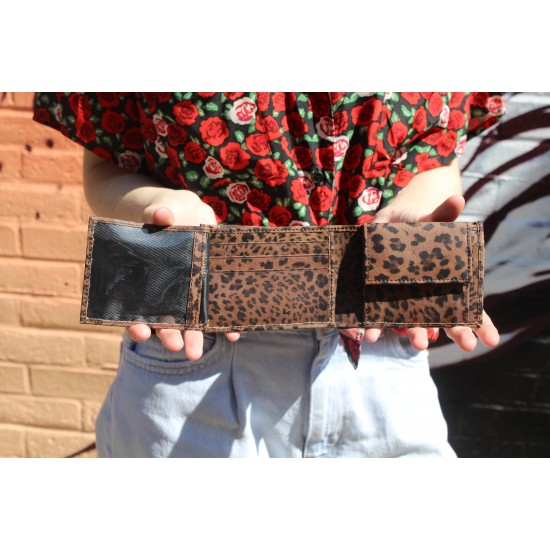 Large Tiny Leopard Print Leather Wallet