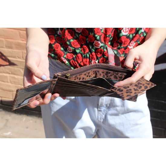 Large Tiny Leopard Print Leather Wallet
