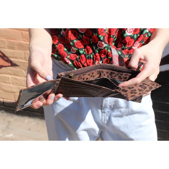 Large Tiny Leopard Print Leather Wallet