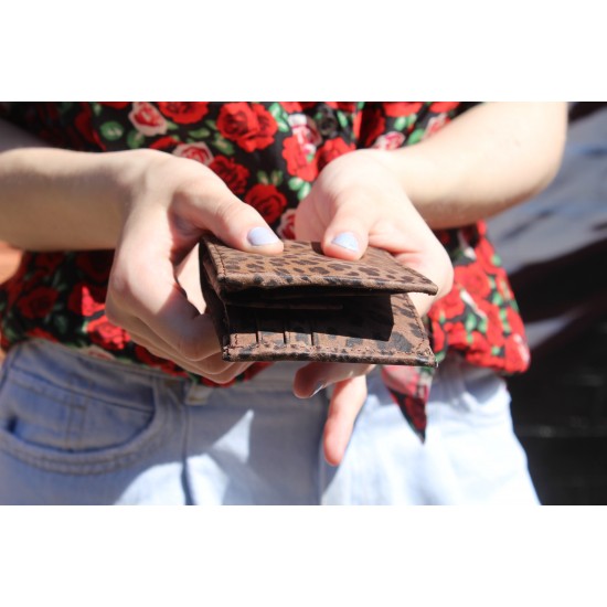 Large Tiny Leopard Print Leather Wallet