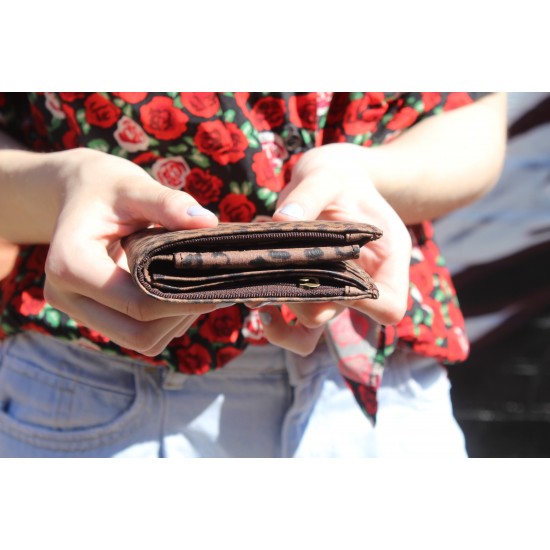 Large Tiny Leopard Print Leather Wallet
