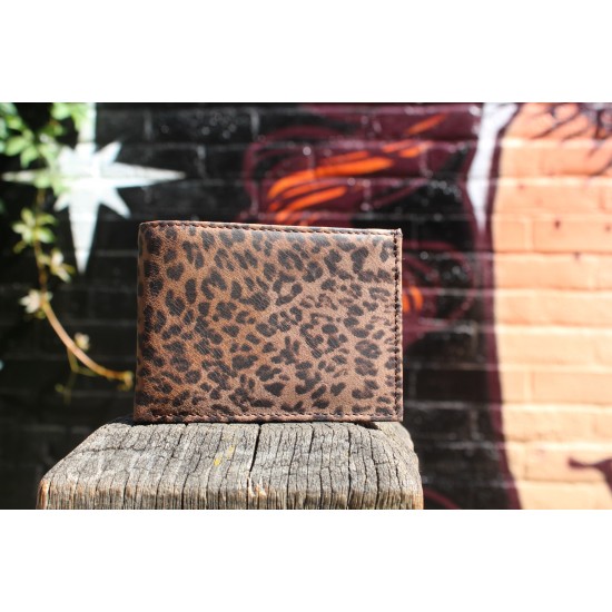 Large Tiny Leopard Print Leather Wallet