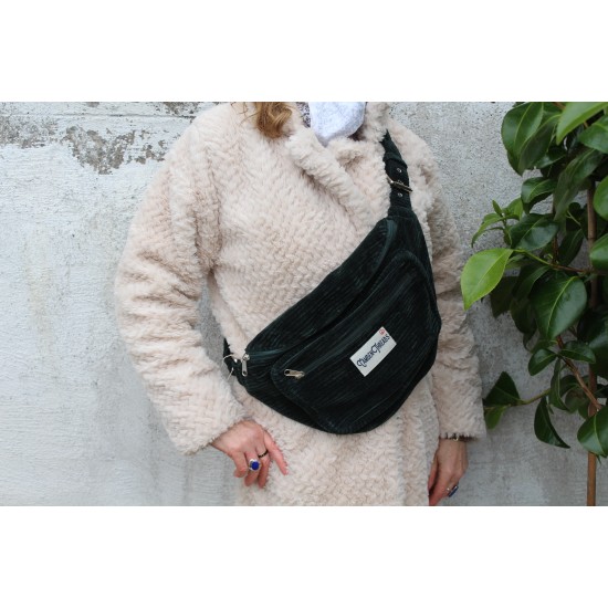 Giant Corduroy Bum Bag Bottle Green