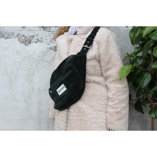 Giant Corduroy Bum Bag Bottle Green