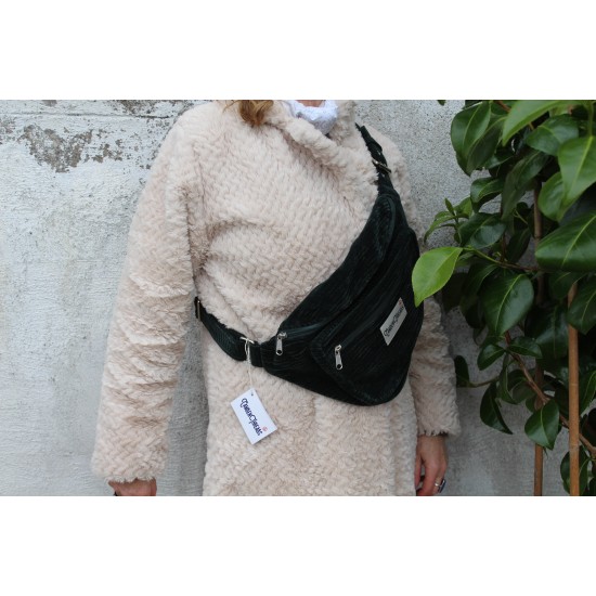 Giant Corduroy Bum Bag Bottle Green