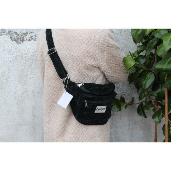 Giant Corduroy Bum Bag Bottle Green