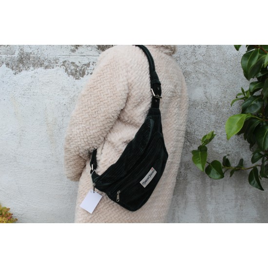 Giant Corduroy Bum Bag Bottle Green