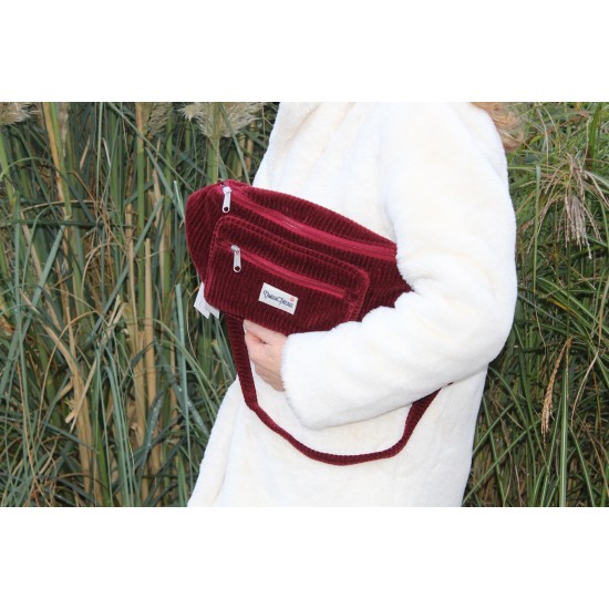 Red corduroy Bum Bag Belfast