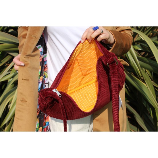 Corduroy Hobo Tote Sling Slouch Cross body red