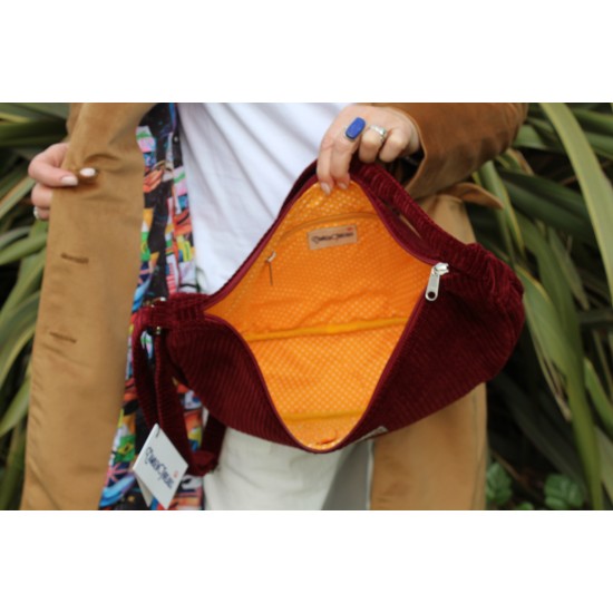 Corduroy Hobo Tote Sling Slouch Cross body red