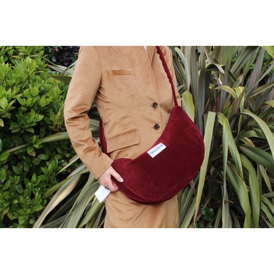 Corduroy Hobo Tote Sling Slouch Cross body red