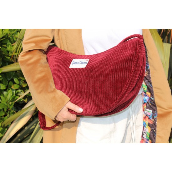 Corduroy Hobo Tote Sling Slouch Cross body red