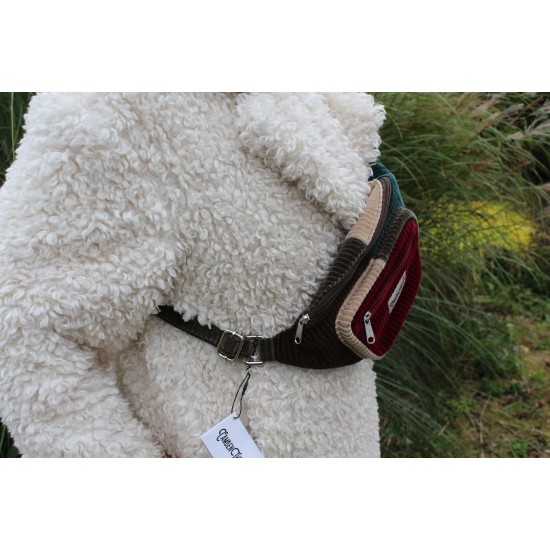 Double zip bum bag patchwork cord 