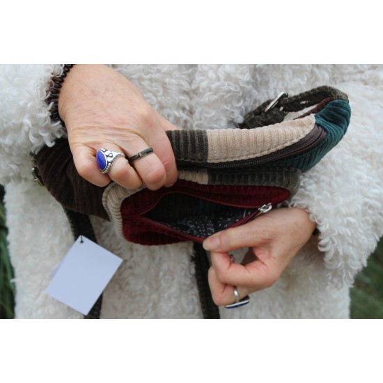 Double zip bum bag patchwork cord 