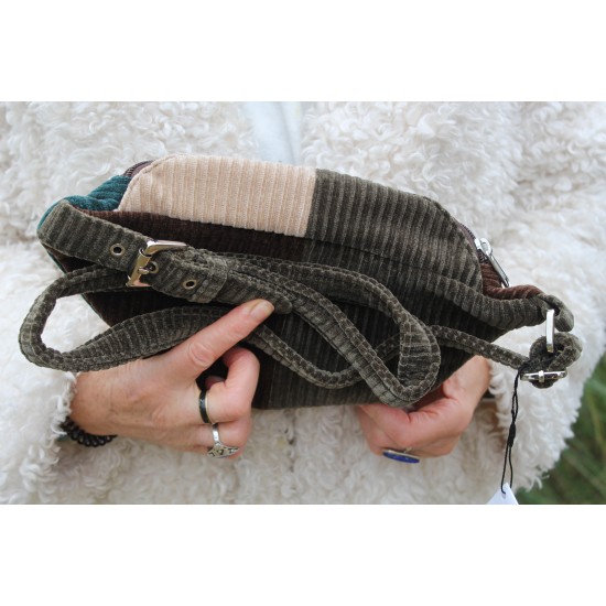 Double zip bum bag patchwork cord 