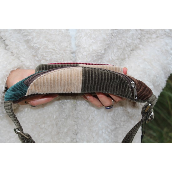 Double zip bum bag patchwork cord 