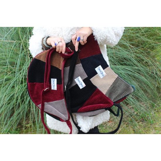 Bobby large cord red black cream grey