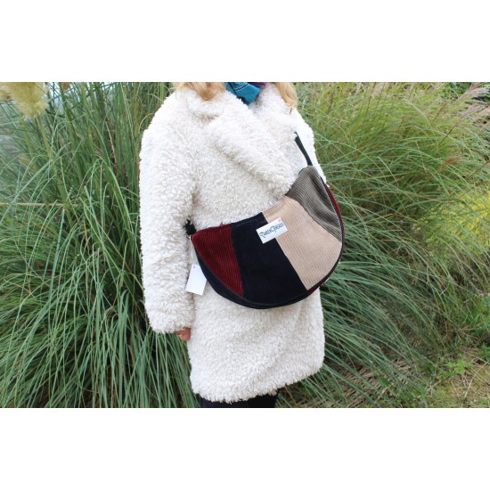 Bobby large cord red black cream grey