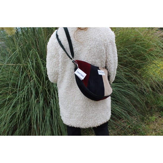 Bobby large cord red black cream grey