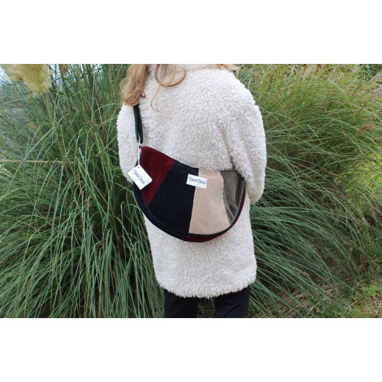 Bobby large cord red black cream grey