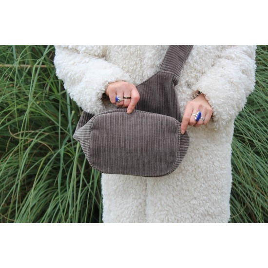 Ashbury grey corduroy Hobo Bag