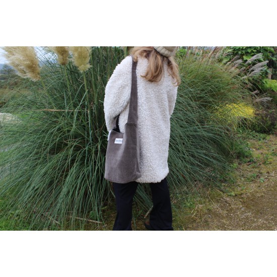 Ashbury grey corduroy Hobo Bag