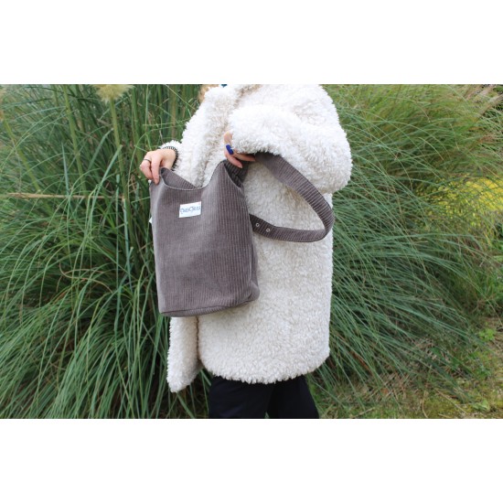 Ashbury grey corduroy Hobo Bag