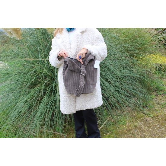 Ashbury grey corduroy Hobo Bag