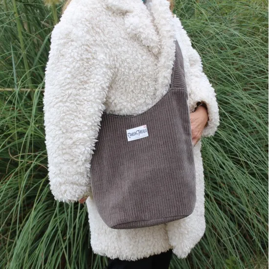 Ashbury grey corduroy Hobo Bag