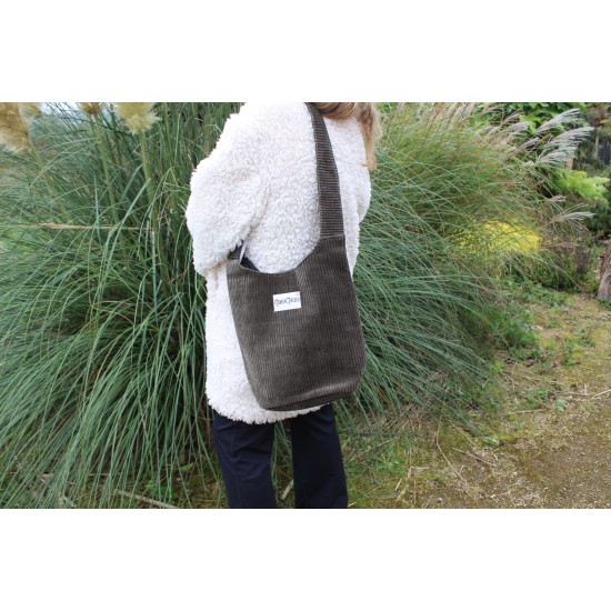 Ashbury khaki corduroy hobo bag