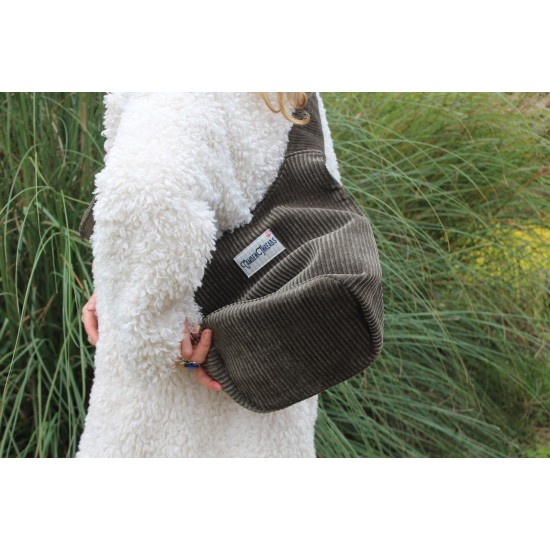 Ashbury khaki corduroy hobo bag