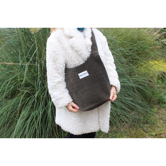 Ashbury khaki corduroy hobo bag