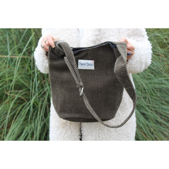 Ashbury khaki corduroy hobo bag