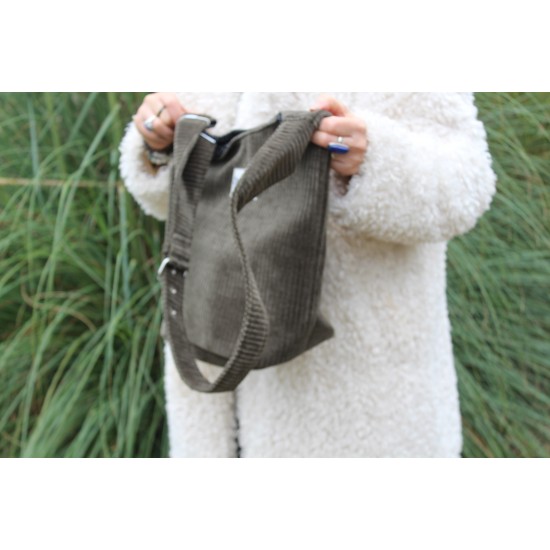 Ashbury khaki corduroy hobo bag