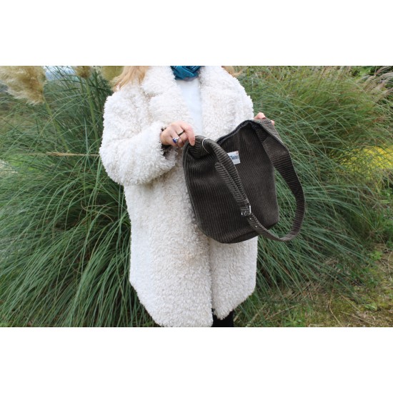 Ashbury khaki corduroy hobo bag