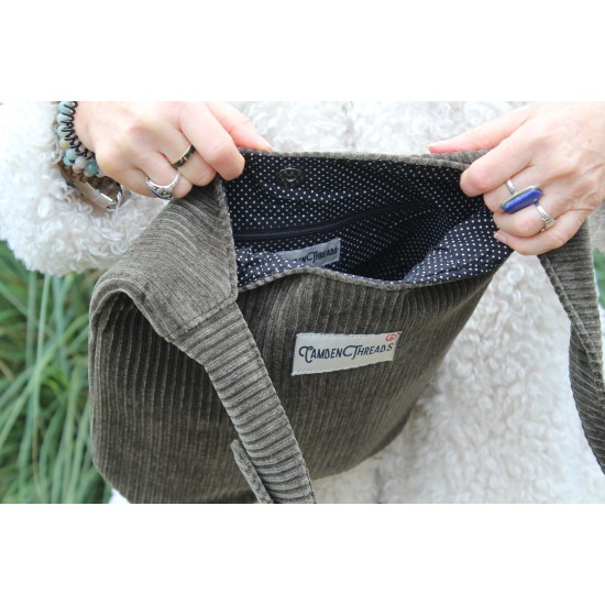 Ashbury khaki corduroy hobo bag