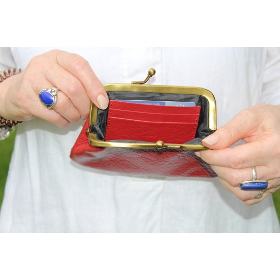 Miranda Red Coin purse with cards leather