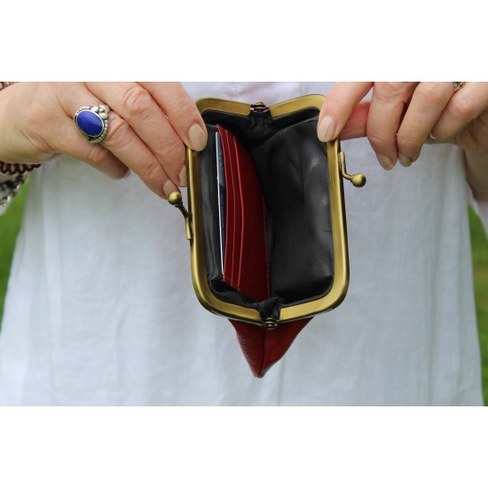Miranda Red Coin purse with cards leather