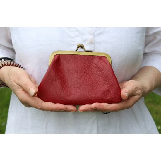 Miranda Red Coin purse with cards leather