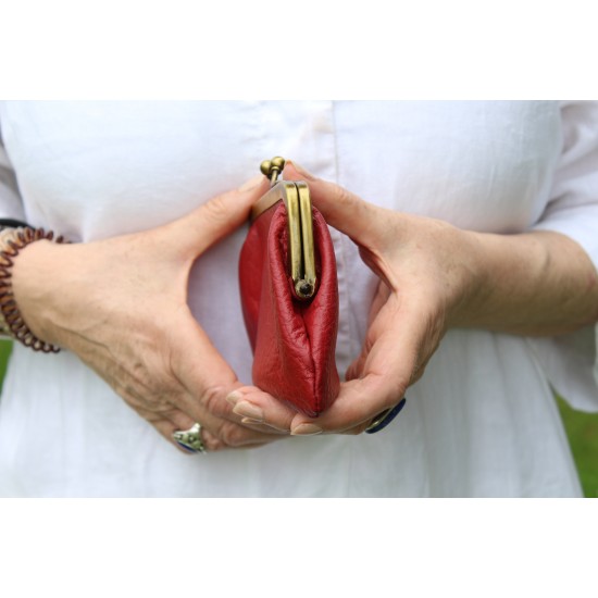 Miranda Red Coin purse with cards leather