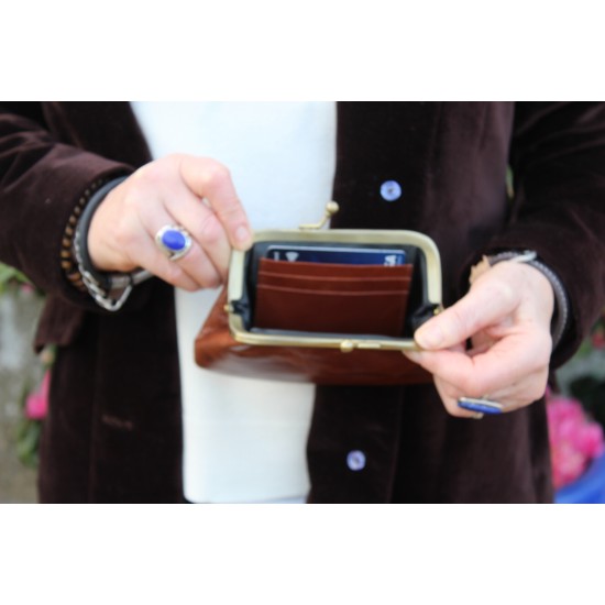 Miranda tan leather coin purse