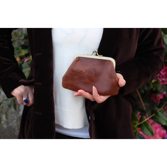 Miranda tan leather coin purse