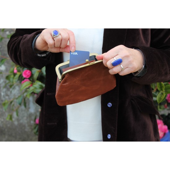 Miranda tan leather coin purse