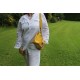 Boston Kiss Clip Purse Bag Yellow Leather