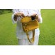 Boston Kiss Clip Purse Bag Yellow Leather