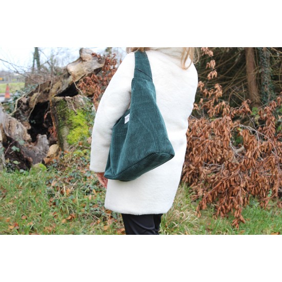 Beach tote dark teal corduroy